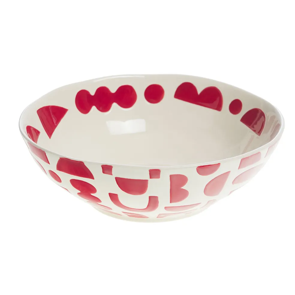Saladier en grès rouge et blanc d23cm - Ohana