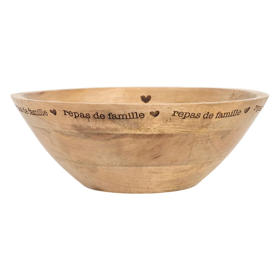 Saladier en manguier naturel d30cm - Famille