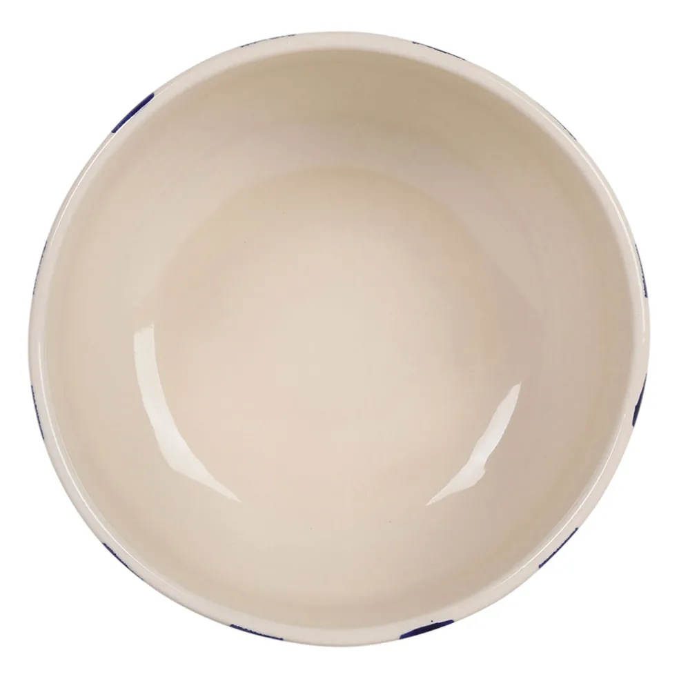 Saladier en terre cuite rayé bleu d21cm - Lisia