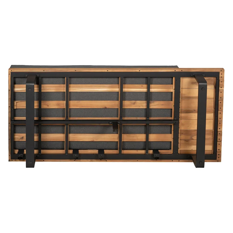 Salon de jardin d'angle en bois 5 places anthracite et naturel - Feros