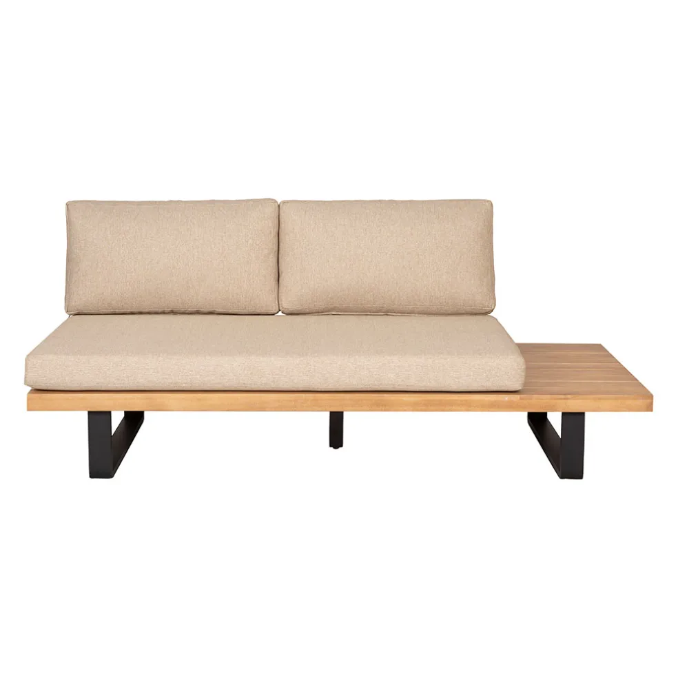 Salon de jardin d'angle en bois 5 places beige - Feros