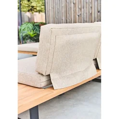 Salon de jardin d'angle en bois 5 places beige - Feros