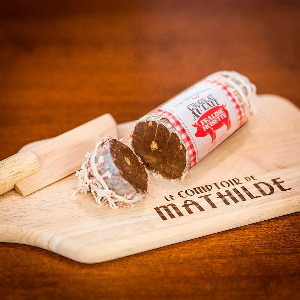 Saucisson chocolat au lait praline noisette
