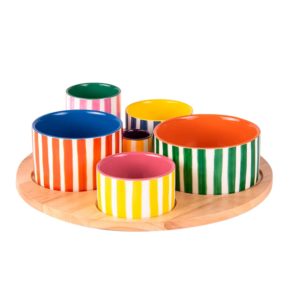 Service aperitif 6 pièces en porcelaine multicolore - Buenos Aires