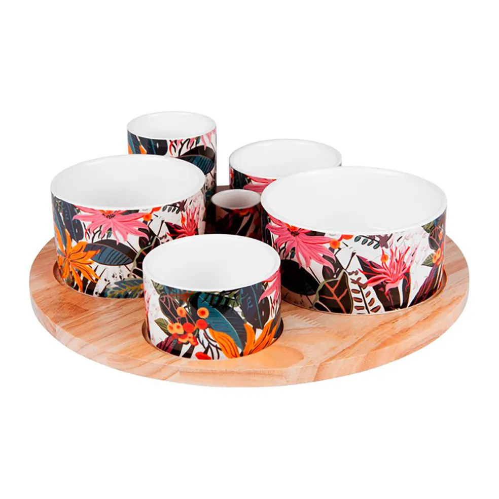 Service aperitif 6 pièces en porcelaine - Taiana