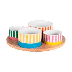 Service apéritif 4 coupelles en porcelaine multicolore - Dolce Vita