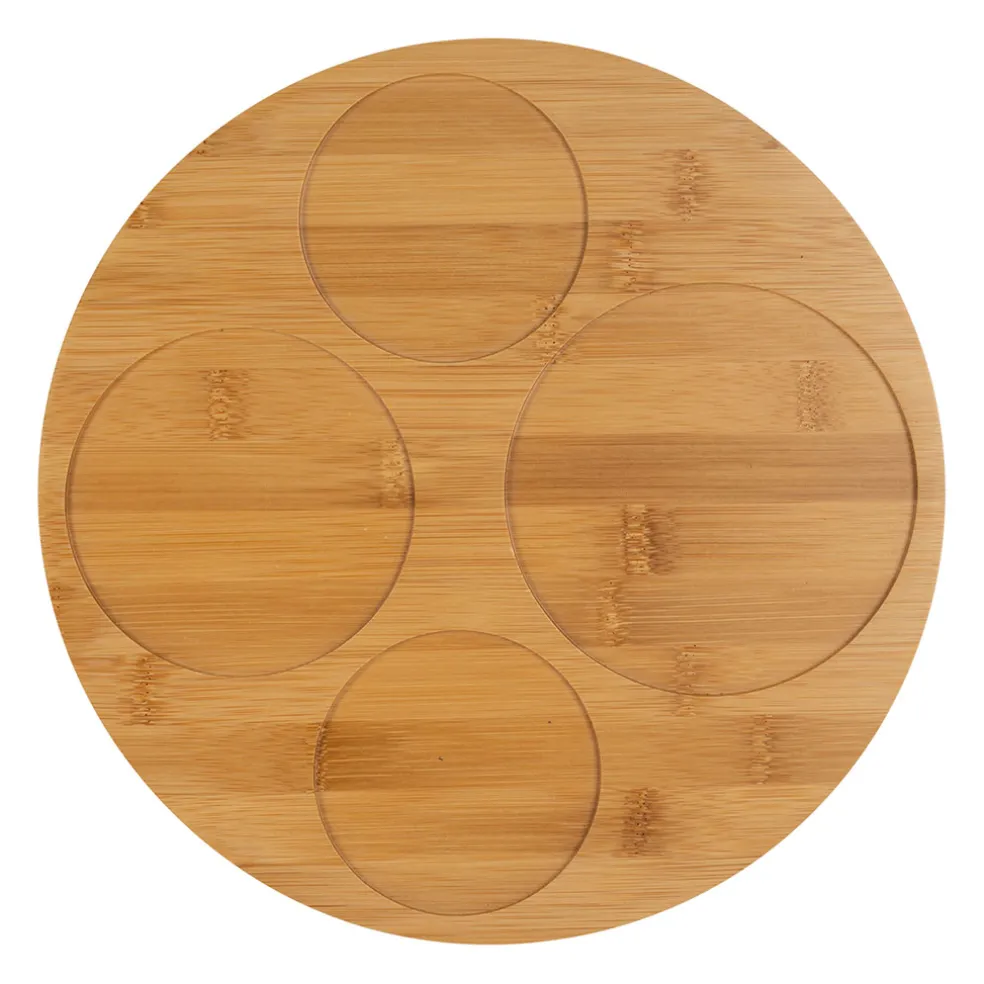 Service apéritif 4 pièces en porcelaine et bambou palmier - Mocoa