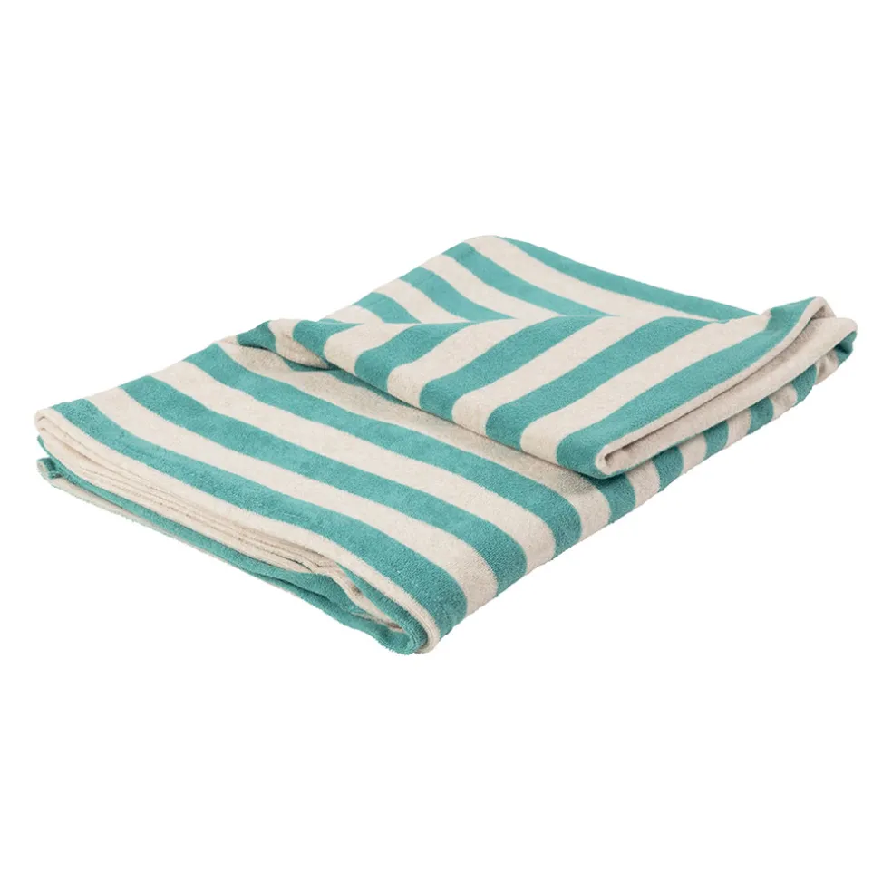 Serviette de bain en coton et polyester turquoise 90x180cm - Palma