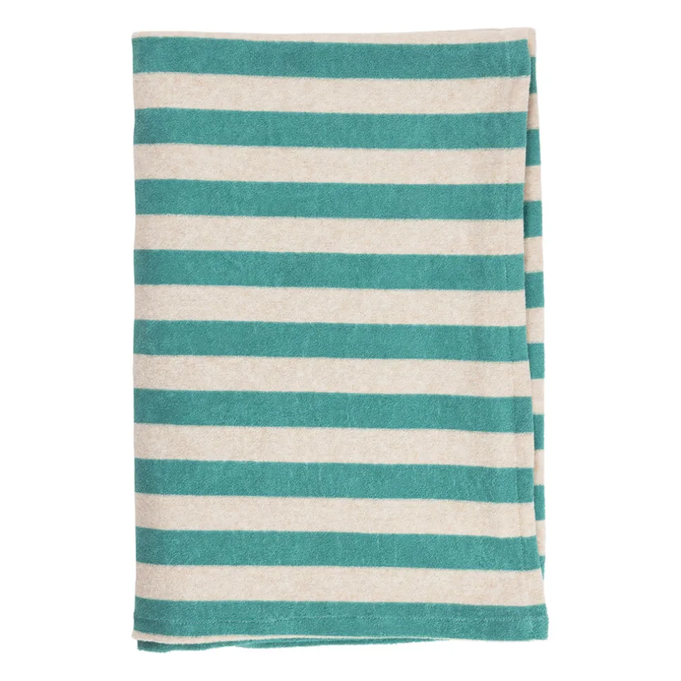 Serviette de bain en coton et polyester turquoise 90x180cm - Palma