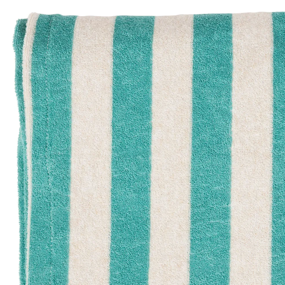 Serviette de bain en coton et polyester turquoise 90x180cm - Palma