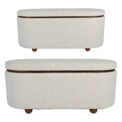 Set de 2 bancs coffre en tissu et pin blanc - Alpinia