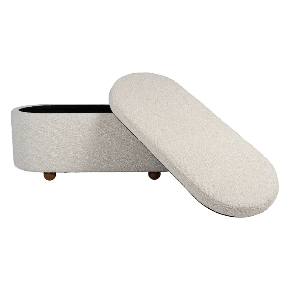 Set de 2 bancs coffre en tissu et pin blanc - Alpinia
