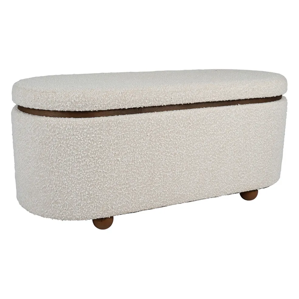 Set de 2 bancs coffre en tissu et pin blanc - Alpinia