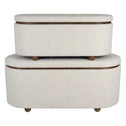 Set de 2 bancs coffre en tissu et pin blanc - Alpinia