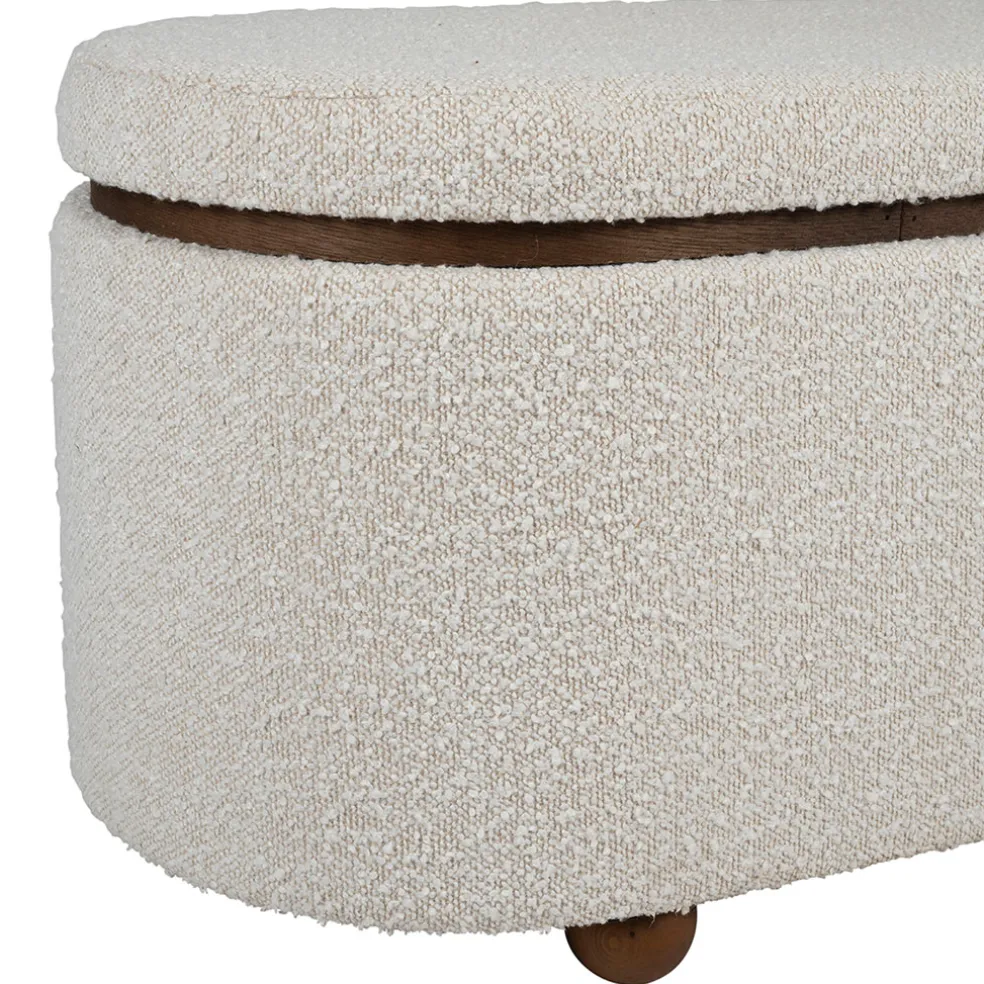 Set de 2 bancs coffre en tissu et pin blanc - Alpinia