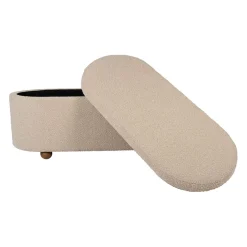 Set de 2 bancs coffre en tissu et pin beige - Alpinia