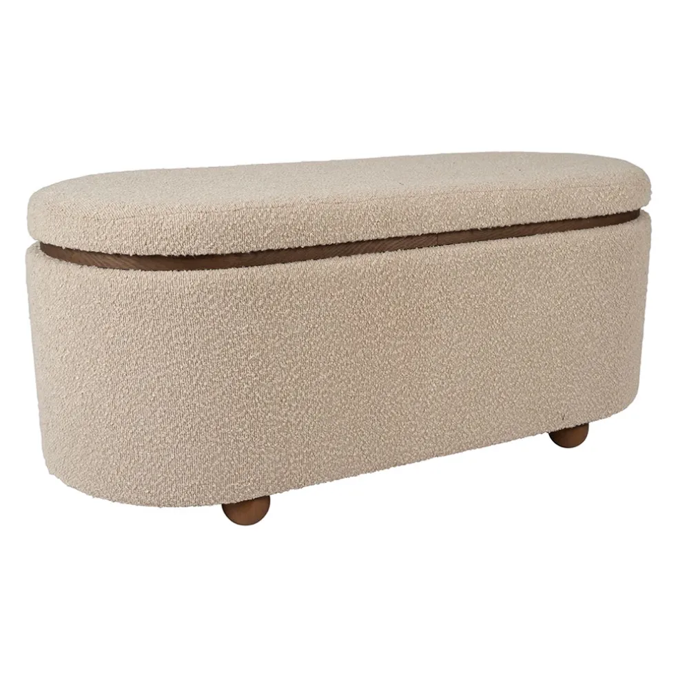 Set de 2 bancs coffre en tissu et pin beige - Alpinia
