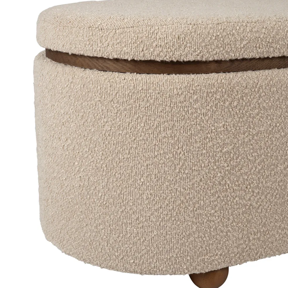 Set de 2 bancs coffre en tissu et pin beige - Alpinia
