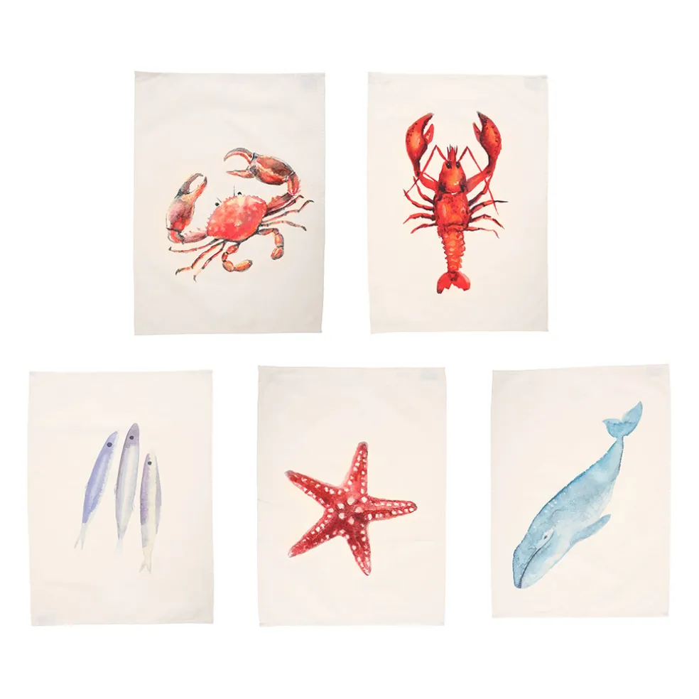 Set de 5 torchons crustace en coton