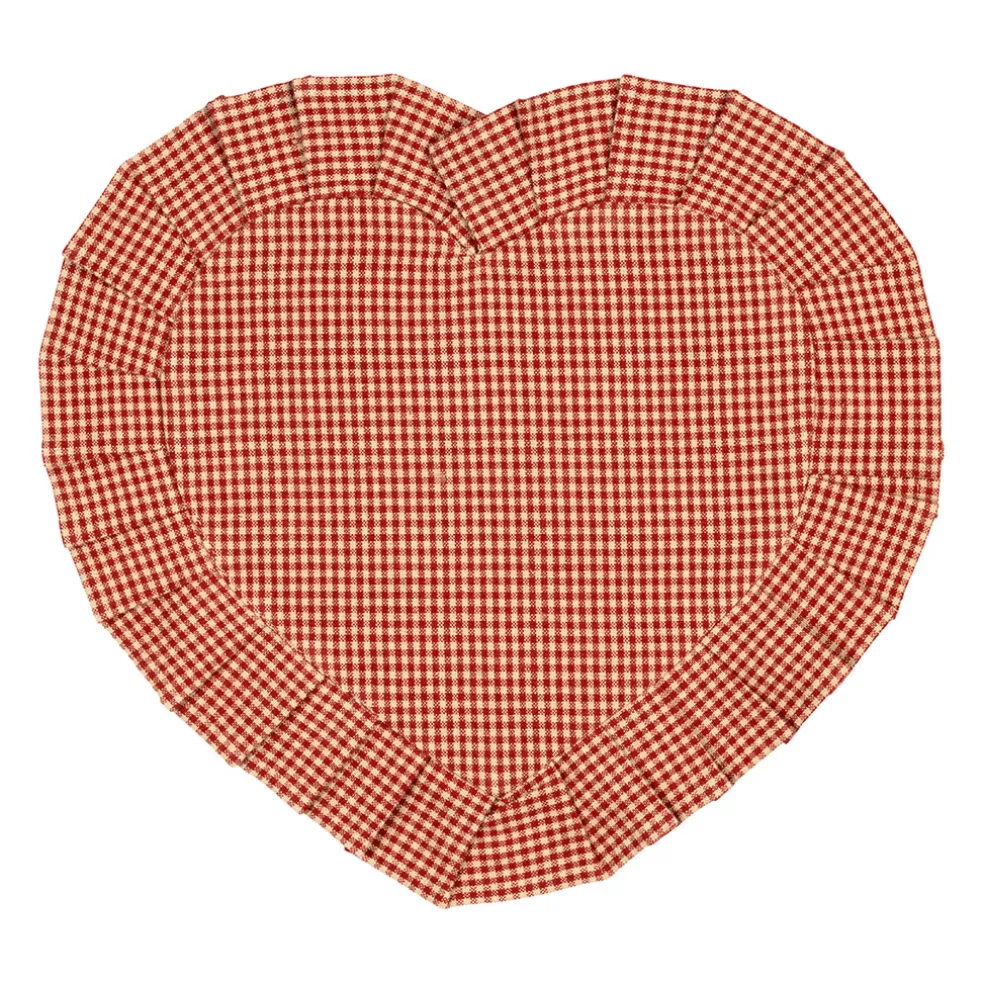 Set de table cœur en coton rouge 35x30cm - Campagne