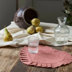 Set de table cœur en coton rouge 35x30cm - Campagne