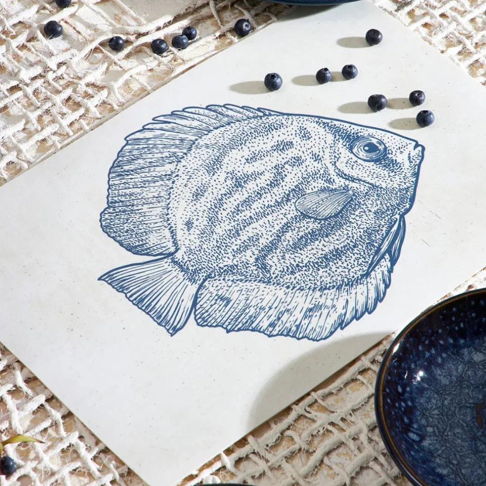 Set de table poisson bleu 30x45cm - Turbot