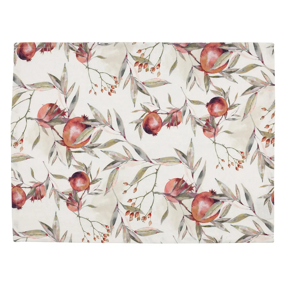 Set de table rectangle en coton naturel motif grenade 50x38cm - Grenadier