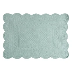 Set de table rectangulaire boutis Vert d'eau en Coton