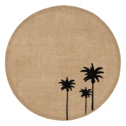 Set de table rond en jute naturel et noir - palmea