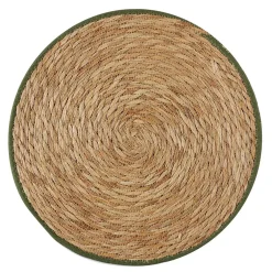 Set de table tressé en jonc de mer liseré vert d38cm