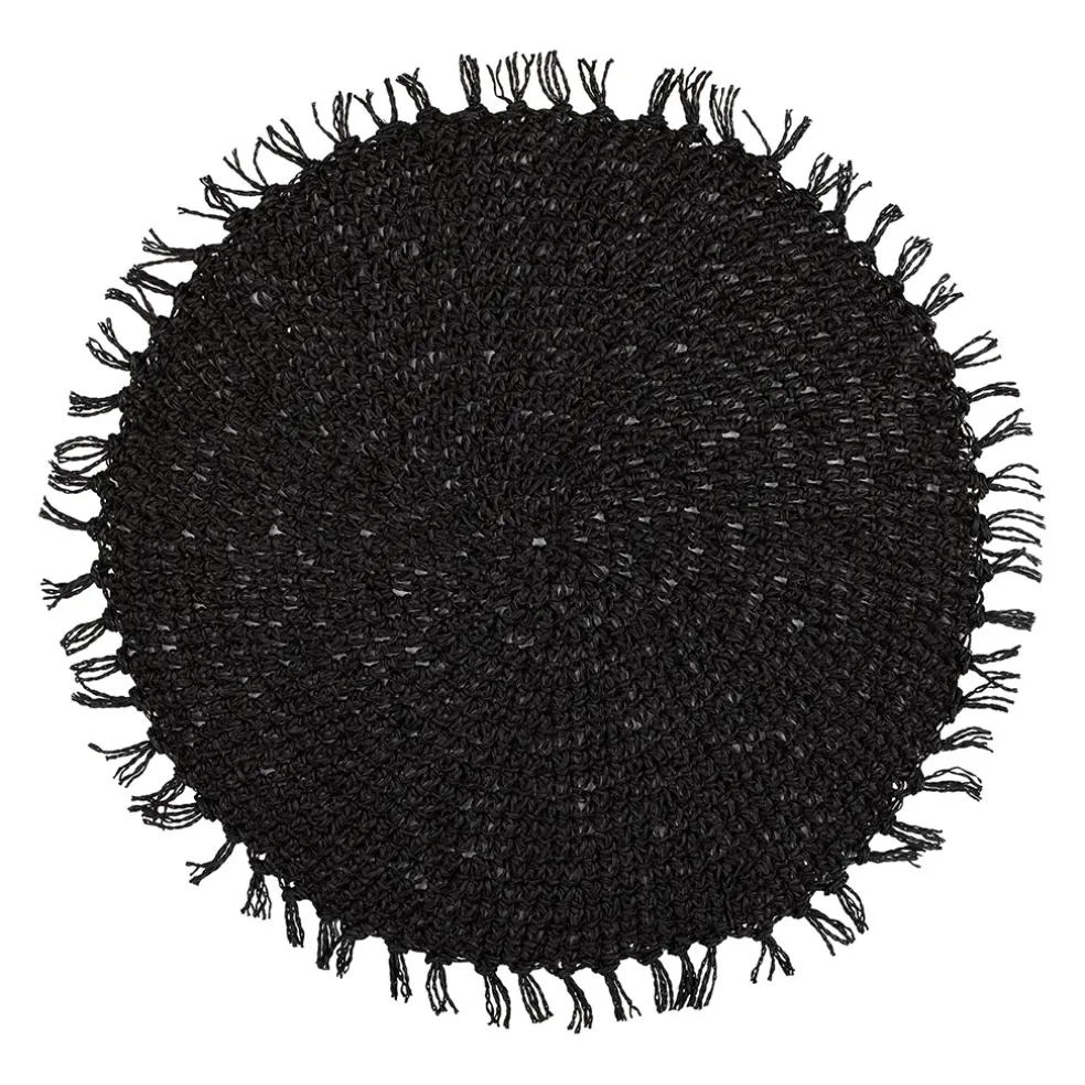 Set table rond tressine noir d44cm