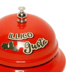 Sonnette de table "pizza"rouge en fer