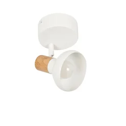 Spot 1 lumière en métal effet bois blanc - alvar
