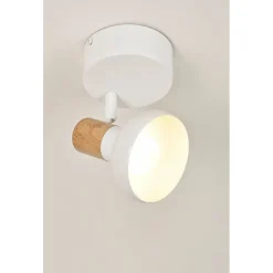 Spot 1 lumière en métal effet bois blanc - alvar
