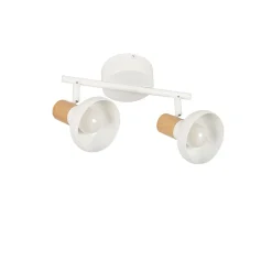Spot 2 lumières en métal effet bois blanc - Alvar