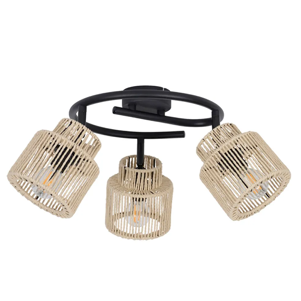 Spot 3 lumières en métal et cordelette naturel d47cm - Cancun