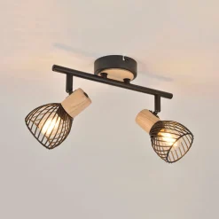 Spot 2 lumières en métal h16cm mat noir - kento