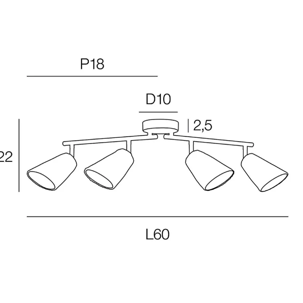 Spot 4 lumières en raphia naturel L60cm - Playa