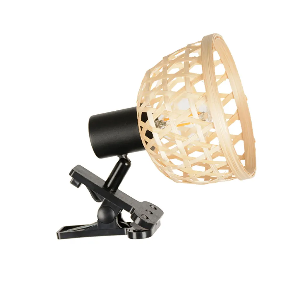 Spot à pince en métal et bambou h15cm noir - kami