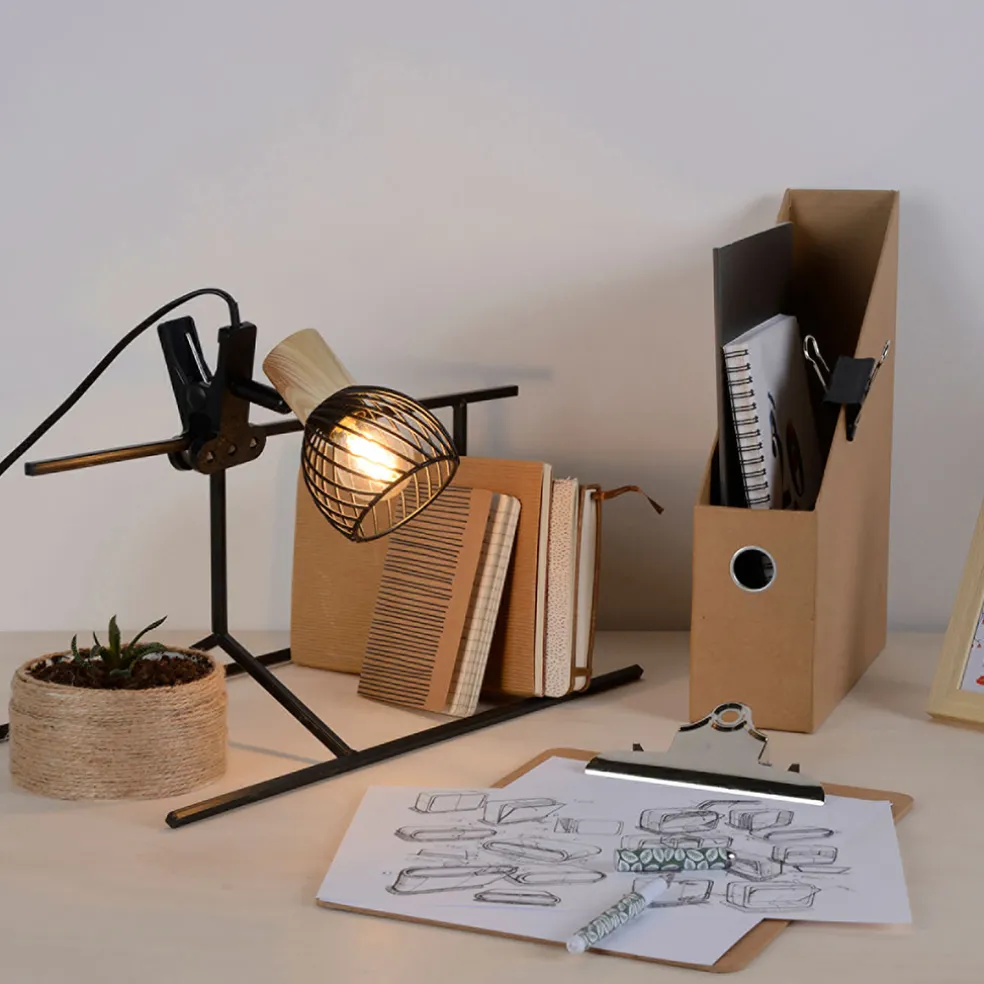 Spot à pince en métal h12.5cm noir - kento