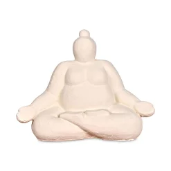Statue Femme Méditation en Ciment écru H16cm