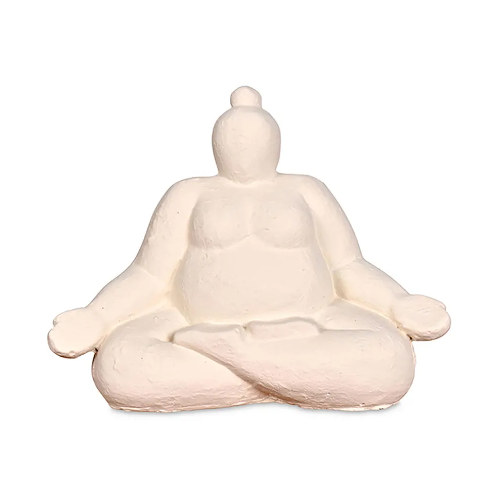 Statue Femme Méditation en Ciment écru H16cm