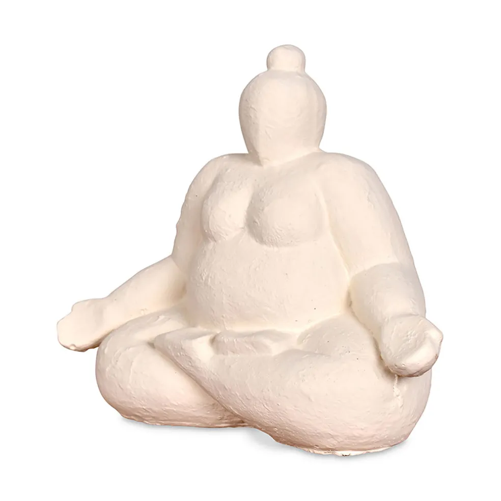 Statue Femme Méditation en Ciment écru H16cm