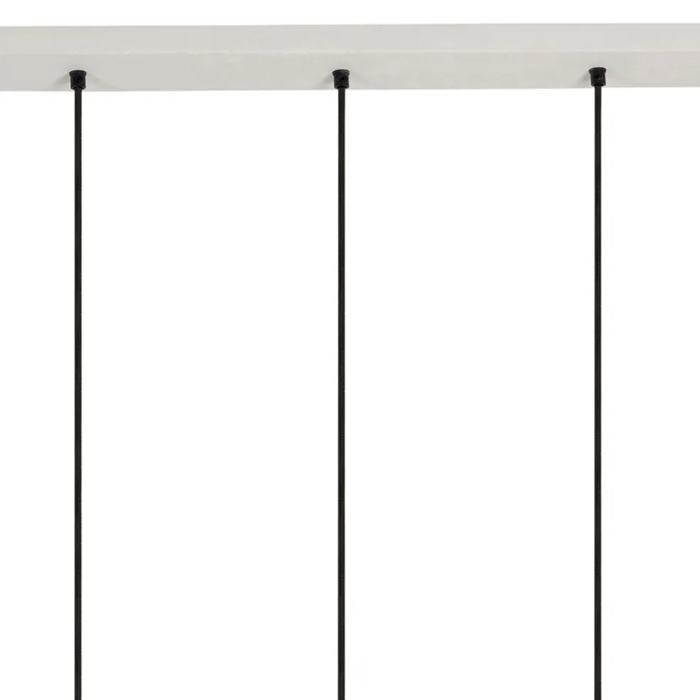 Suspension 5 lampes en fer et manguier blanc L114cm - Ferese