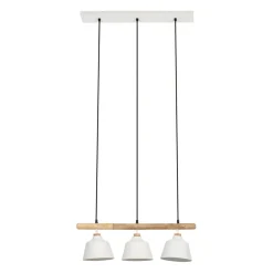 Suspension 3 lampes en fer et manguier blanc L66cm - Ferese