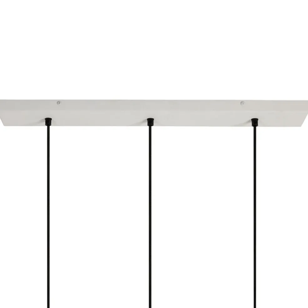 Suspension 3 lampes en fer et manguier blanc L66cm - Ferese