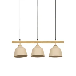 Suspension 3 lampes en fer et manguier sable L66cm - Ferese