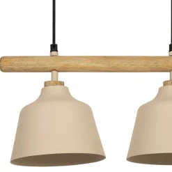 Suspension 3 lampes en fer et manguier sable L66cm - Ferese