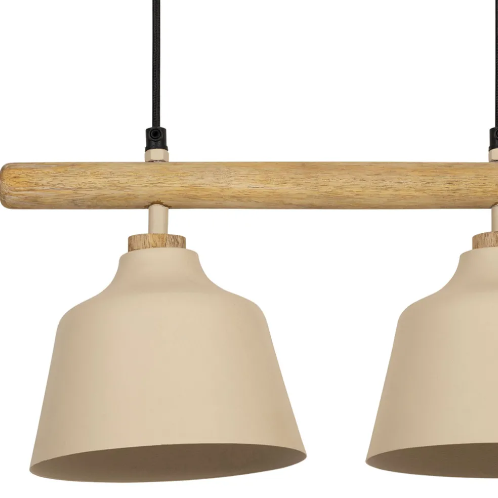 Suspension 3 lampes en fer et manguier sable L66cm - Ferese