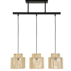 Suspension 3 lumière en métal et cordelette tressé l60cm naturel - cancun
